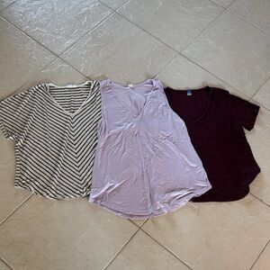 Old Navy Short Sleeve Tees - Striped, Lavender, Burgundy